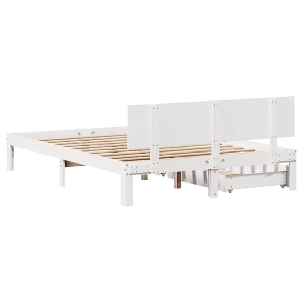 vidaXL sengeramme med skuffer 160x200 cm massivt fyrretræ hvid