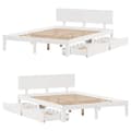 Miniatyrbillede 10 af 11: vidaXL sengeramme med skuffer 160x200 cm massivt fyrretræ hvid