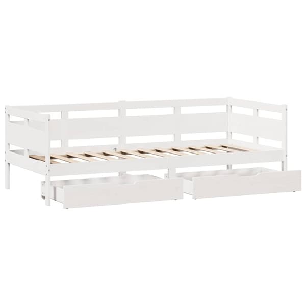 vidaXL Vuodesohva laatikoilla valkoinen 90x190 cm täysi mänty