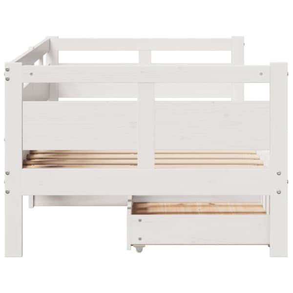 vidaXL daybed med skuffer 90x200 cm massivt fyrretræ hvid