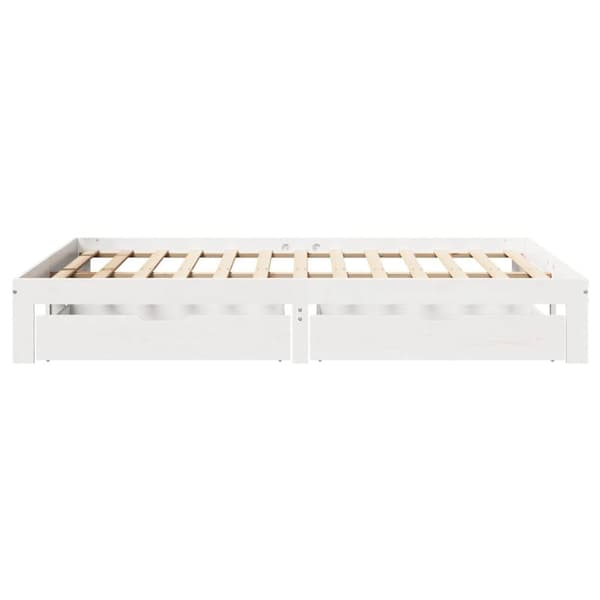 vidaXL sengeramme med skuffer 135x190 cm massivt fyrretræ hvid