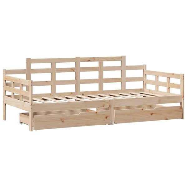 vidaXL Dagbädd med lådor 90x200 cm massiv furu
