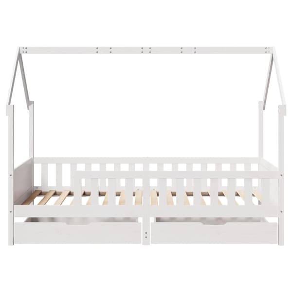 vidaXL Lasten sängynrunko laatikoilla 90x200 cm täysi mänty