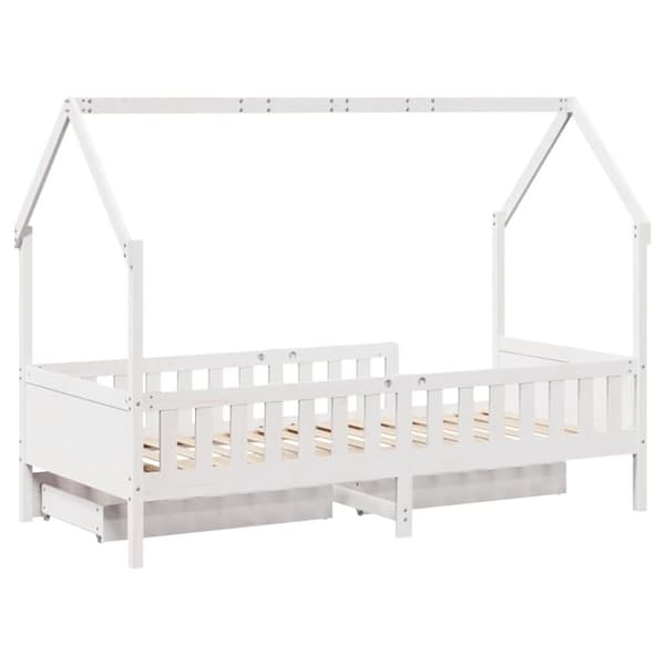 vidaXL Lasten sängynrunko laatikoilla 90x200 cm täysi mänty