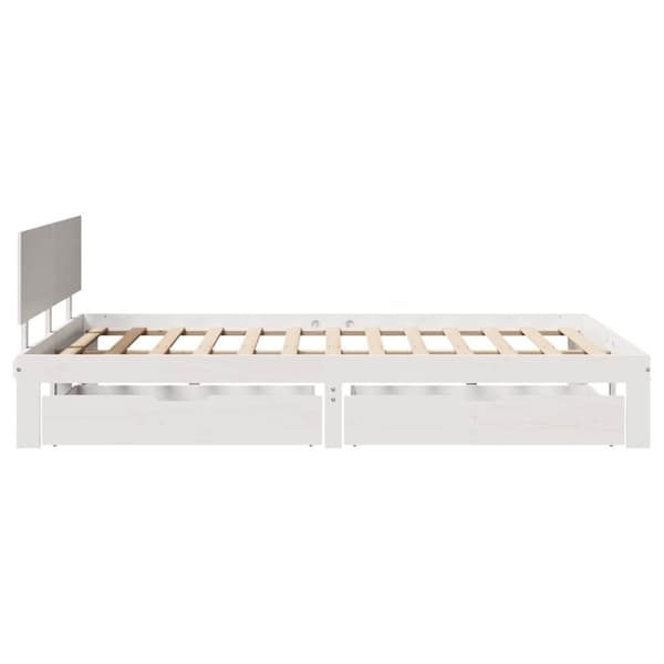 vidaXL sengeramme med skuffer 135x190 cm massivt fyrretræ hvid