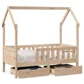 Miniatyrbillede 1 af 11: vidaXL sengeramme til juniorseng m. skuffer 70x140 cm massivt fyr