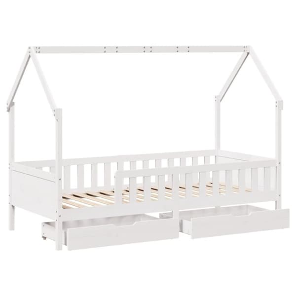 vidaXL Barnesengeramme med skuffer svart 90x200 cm heltre furu