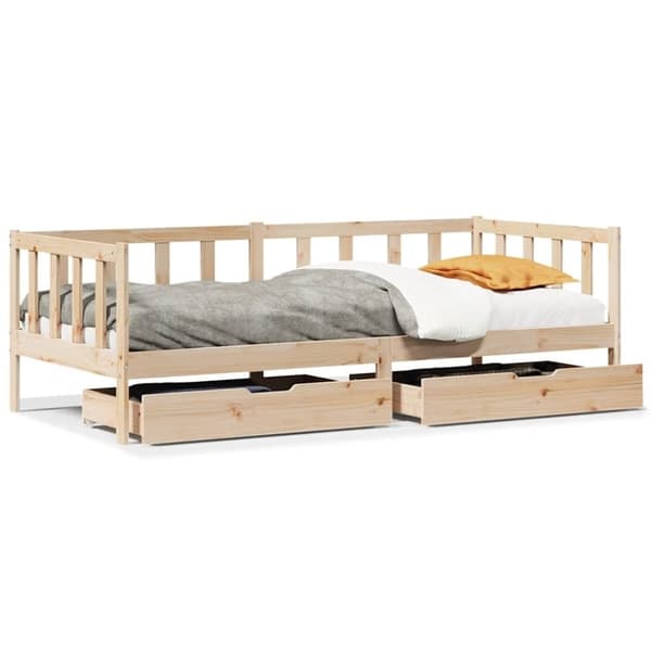 vidaXL daybed med skuffer 90x190 cm massivt fyrretræ