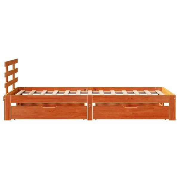 vidaXL sengeramme med skuffer 90x200 cm massivt fyrretræ gyldenbrun
