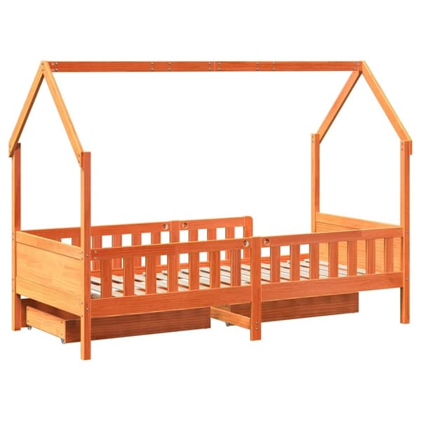 vidaXL Barnesengeramme med skuffer 90x190 cm heltre furu