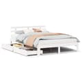 Miniatyrbilde 3 av 11: vidaXL Sengeramme med skuffer hvit 140x190 cm heltre furu