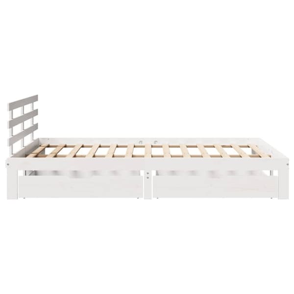 vidaXL Sengeramme med skuffer hvit 140x190 cm heltre furu