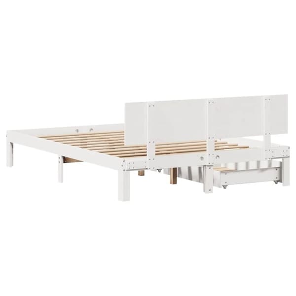 vidaXL sengeramme med skuffer 120x190 cm massivt fyrretræ hvid