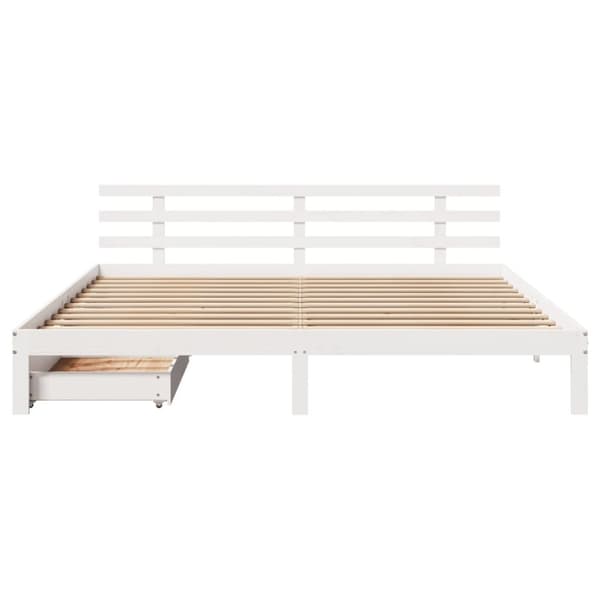 vidaXL Sängram med lådor vit 180x200 cm massiv furu