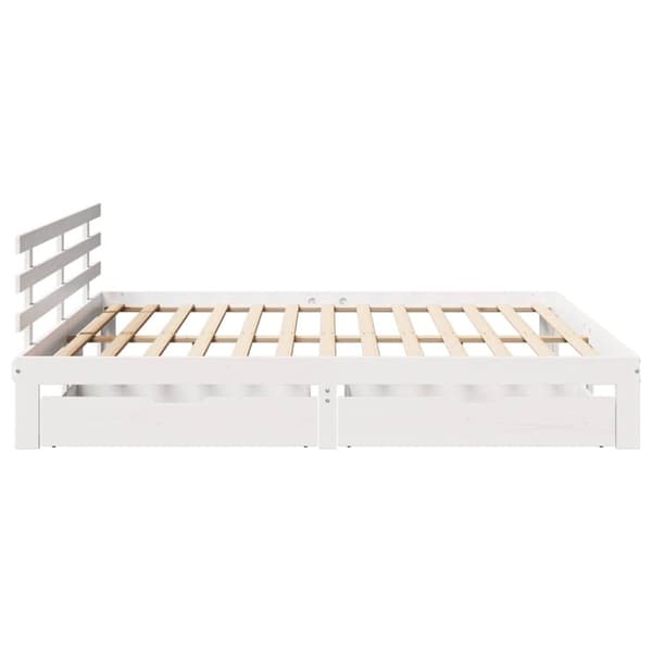 vidaXL Sängram med lådor vit 180x200 cm massiv furu