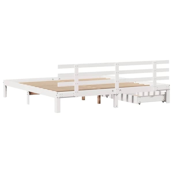 vidaXL Sängram med lådor vit 180x200 cm massiv furu
