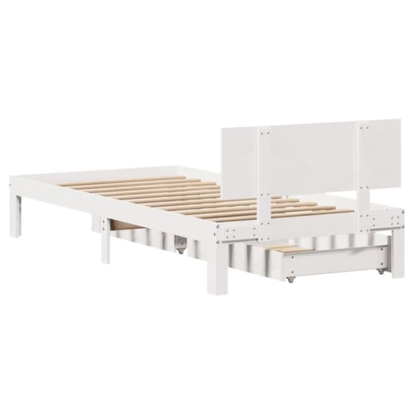 vidaXL sengeramme med skuffer 100x200 cm massivt fyrretræ hvid