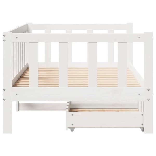 vidaXL daybed med skuffer 90x200 cm massivt fyrretræ hvid