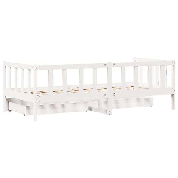 vidaXL daybed med skuffer 90x200 cm massivt fyrretræ hvid