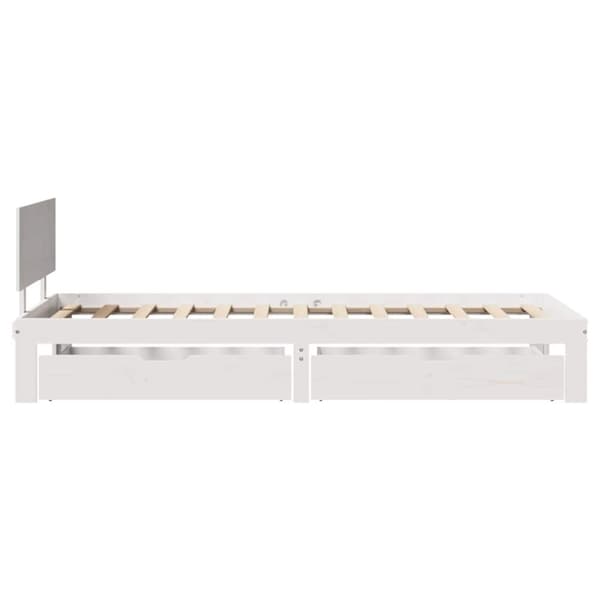 vidaXL Sengeramme med skuffer hvit 100x200 cm heltre furu
