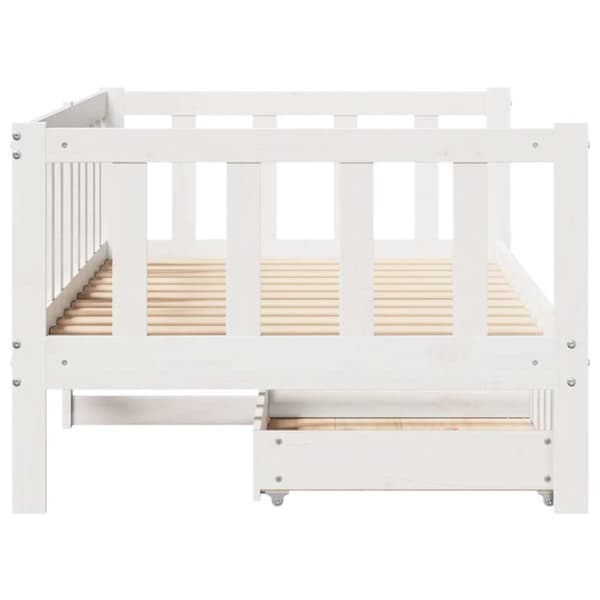 vidaXL Dagbädd med lådor vit 90x200 cm massiv furu