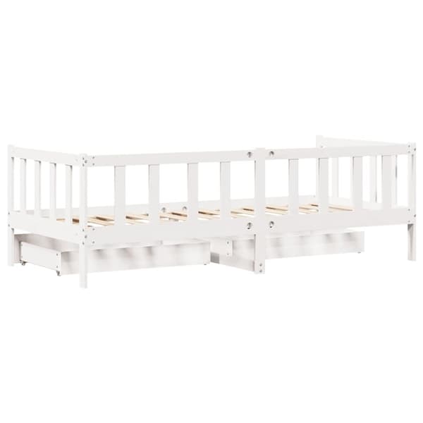 vidaXL Dagbädd med lådor vit 90x200 cm massiv furu