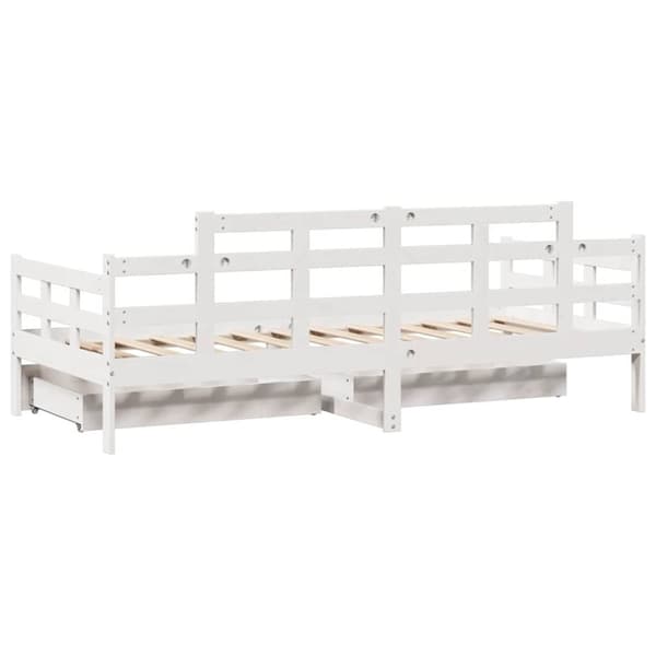 vidaXL Dagseng med skuffer hvit 80x200 cm heltre furu