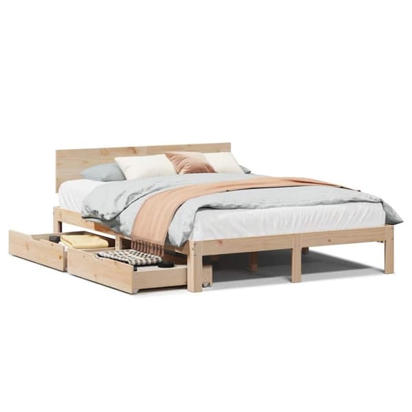 vidaXL Sengeramme med skuffer 140x200 cm heltre furu