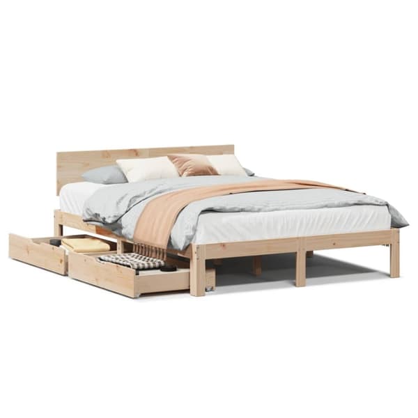 vidaXL Sengeramme med skuffer 160x200 cm heltre furu