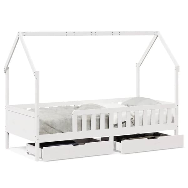 vidaXL Lasten sängynrunko laatikoilla 90x190 cm täysi mänty