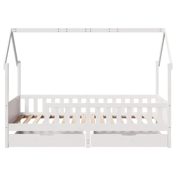 vidaXL Lasten sängynrunko laatikoilla 90x190 cm täysi mänty