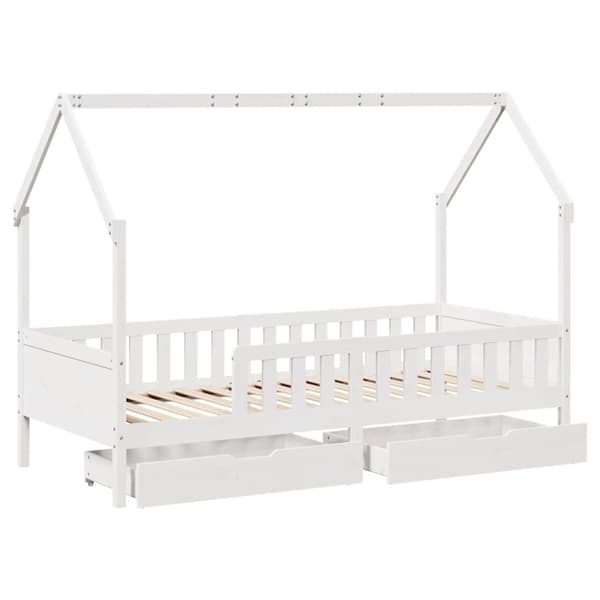 vidaXL Lasten sängynrunko laatikoilla 90x190 cm täysi mänty