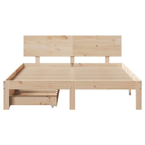 vidaXL sengeramme med skuffer 160x200 cm massivt fyrretræ