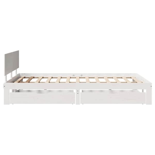 vidaXL sengeramme med skuffer 140x200 cm massivt fyrretræ hvid