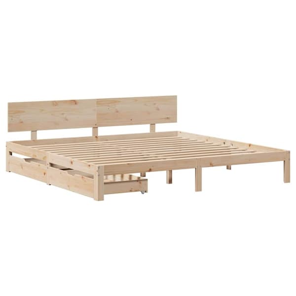 vidaXL Sengeramme med skuffer 180x200 cm heltre furu