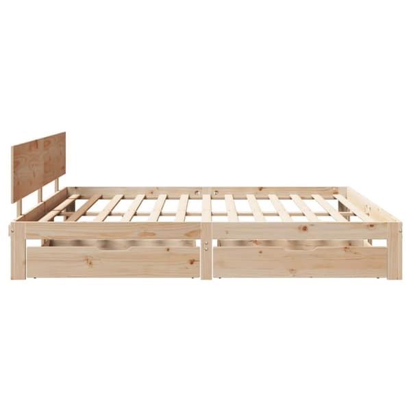 vidaXL Sengeramme med skuffer 180x200 cm heltre furu