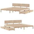 Miniatyrbilde 10 av 11: vidaXL Sengeramme med skuffer 180x200 cm heltre furu