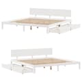 Miniatyrbilde 10 av 11: vidaXL Sengeramme med skuffer hvit 200x200 cm heltre furu