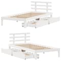 Miniatyrbilde 10 av 11: vidaXL Sengeramme med skuffer hvit 75x190 cm heltre furu