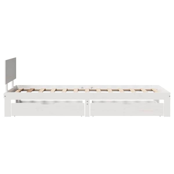vidaXL Sengeramme med skuffer hvit 90x200 cm heltre furu