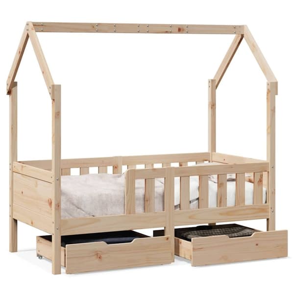 vidaXL Sängram med lådor för barnsäng 80x160 cm massiv furu