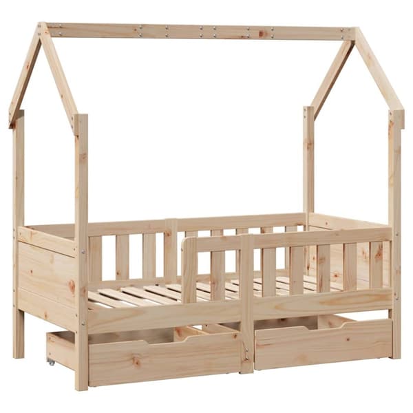 vidaXL Sängram med lådor för barnsäng 80x160 cm massiv furu