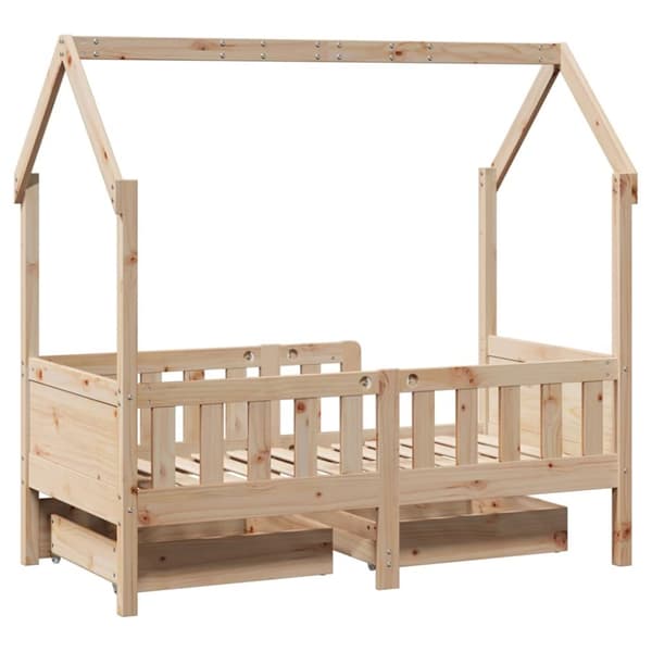 vidaXL Sängram med lådor för barnsäng 80x160 cm massiv furu