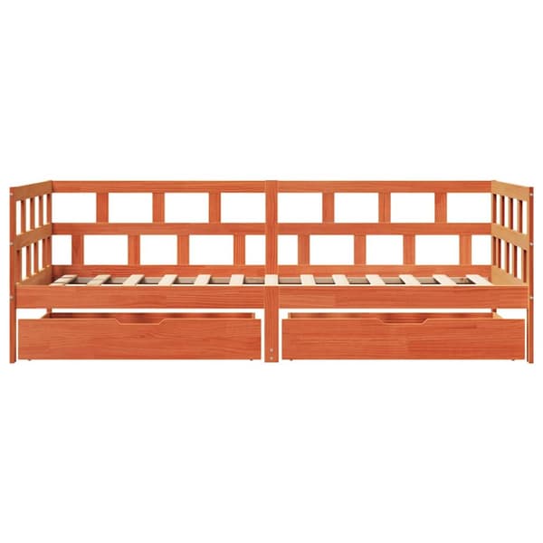 vidaXL Dagseng med skuffer uten Madrass voksbrun 90x190 cm heltre