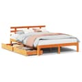 Miniatyrbilde 3 av 11: vidaXL Sengeramme med skuffer brun 140x190 cm heltre furu