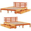 Miniatyrbilde 10 av 11: vidaXL Sengeramme med skuffer brun 140x190 cm heltre furu