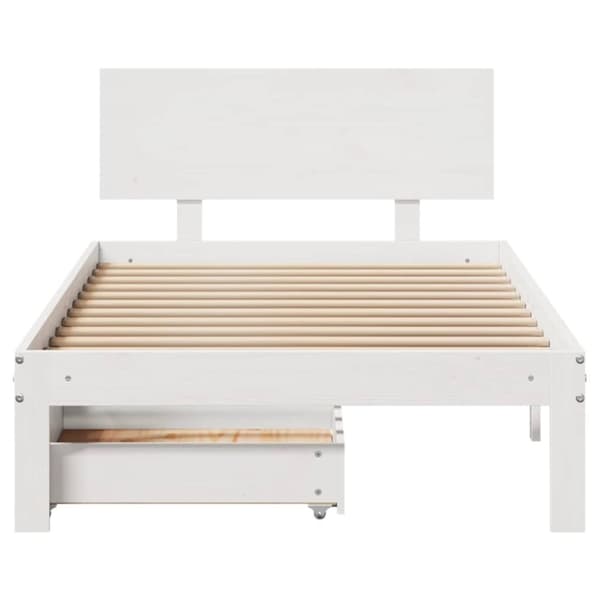 vidaXL Sängynrunko laatikoilla valkoinen 90x200 cm täysi mänty