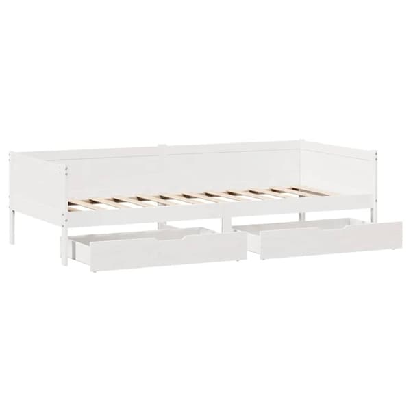vidaXL Vuodesohva laatikoilla valkoinen 90x190 cm täysi mänty