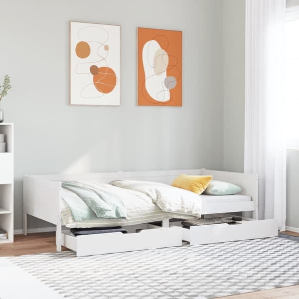 vidaXL Vuodesohva laatikoilla valkoinen 90x190 cm täysi mänty