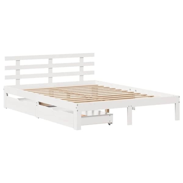 vidaXL sengeramme med skuffer 160x200 cm massivt fyrretræ hvid